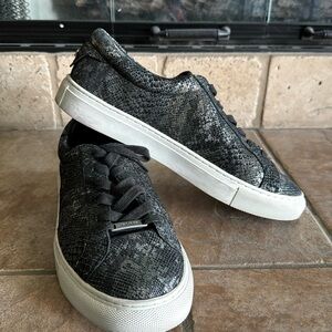 J/Slides Black & Silver Snake Skin Embossed Sneakers